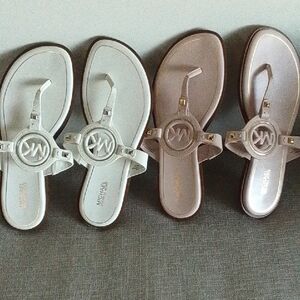 Michael Kors Metallic and Cream Sandals